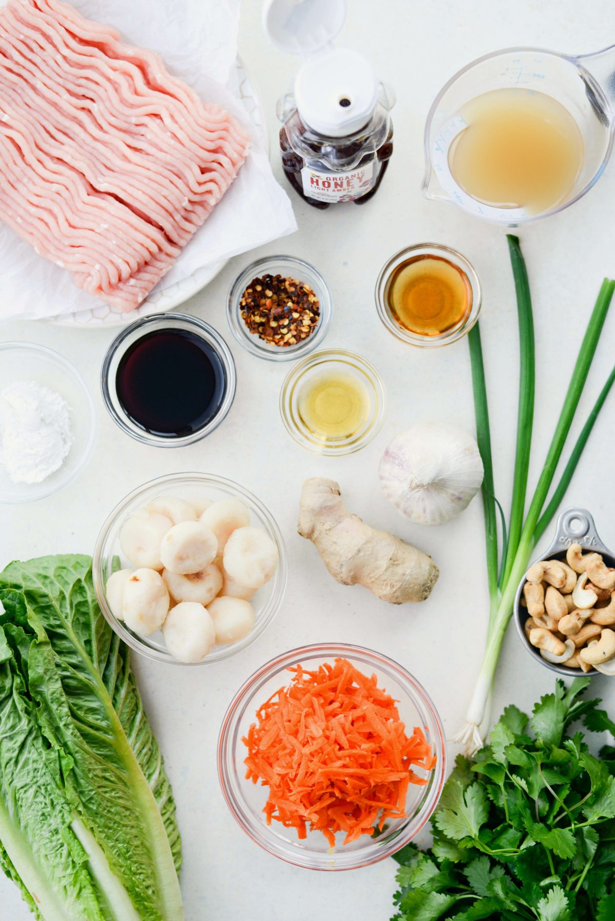 ingredients for Ginger Cashew Turkey Lettuce Wraps