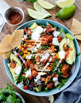 Southwest Chicken Salsa Ranch Taco Salad l SimplyScratch.com