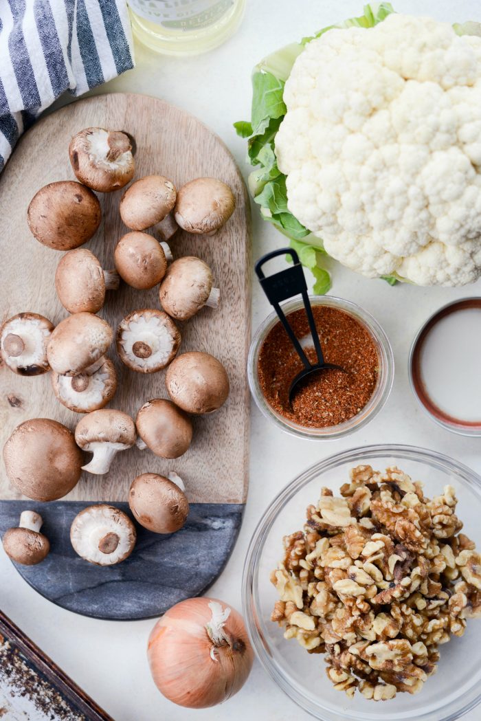 ingredients for Vegan Cauliflower Taco Meat 