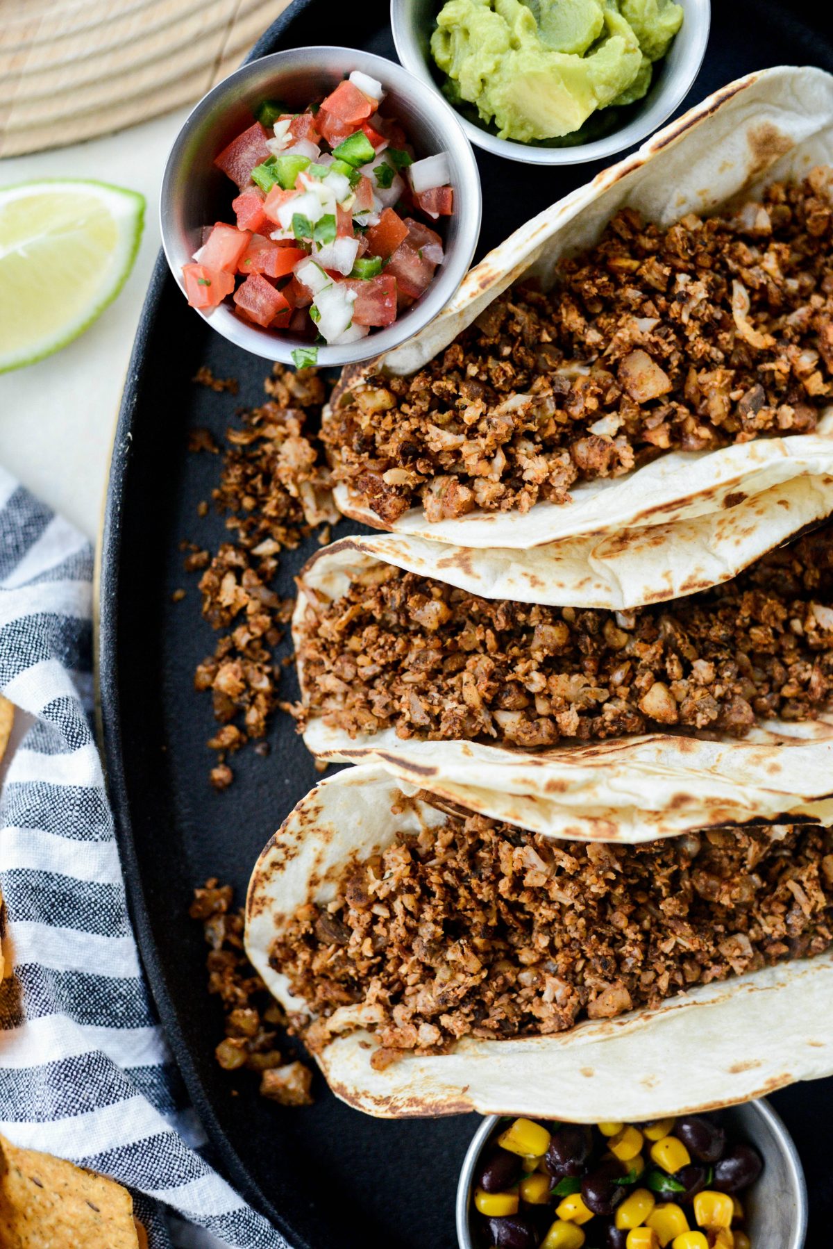 Vegan Cauliflower Taco Meat in tacos