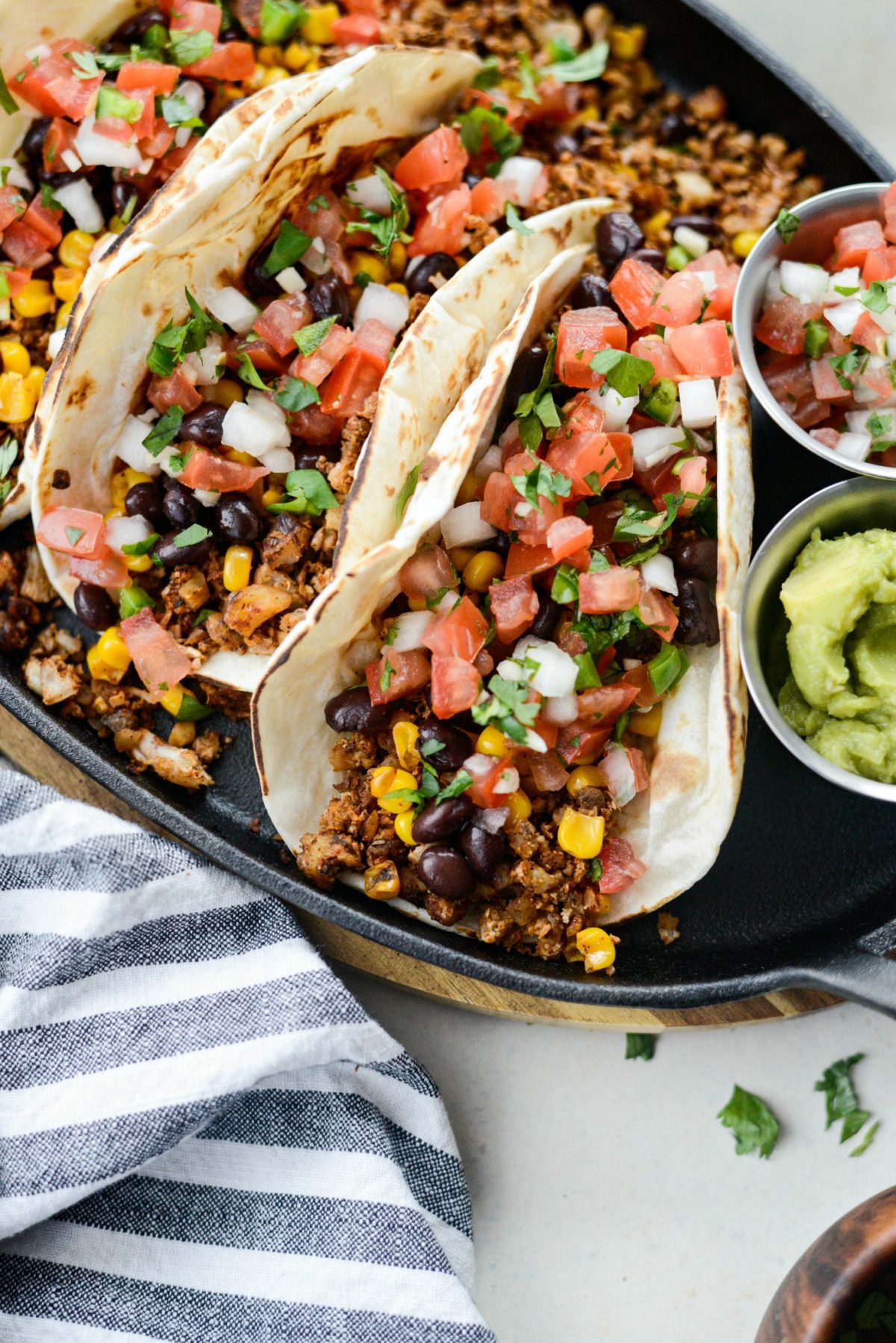 Vegan Cauliflower Taco Meat in soft tacos