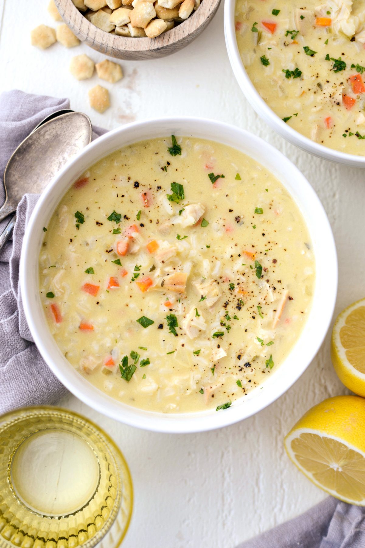 Creamy Chicken Lemon Rice Soup l SimplyScratch.com #lemon #chicken #rice #soup #homemade #easy #recipe #fromscratch #healthy