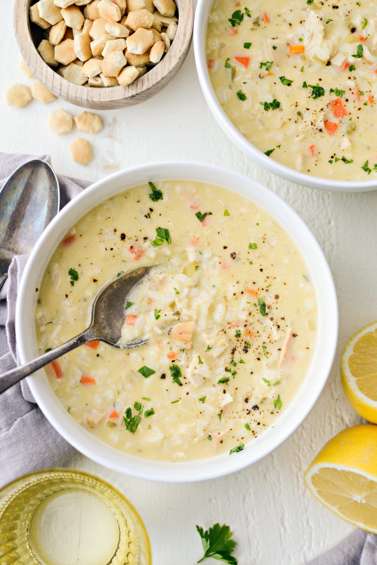 Creamy Chicken Lemon Rice Soup l SimplyScratch.com #lemon #chicken #rice #soup #homemade #easy #recipe #fromscratch #healthy