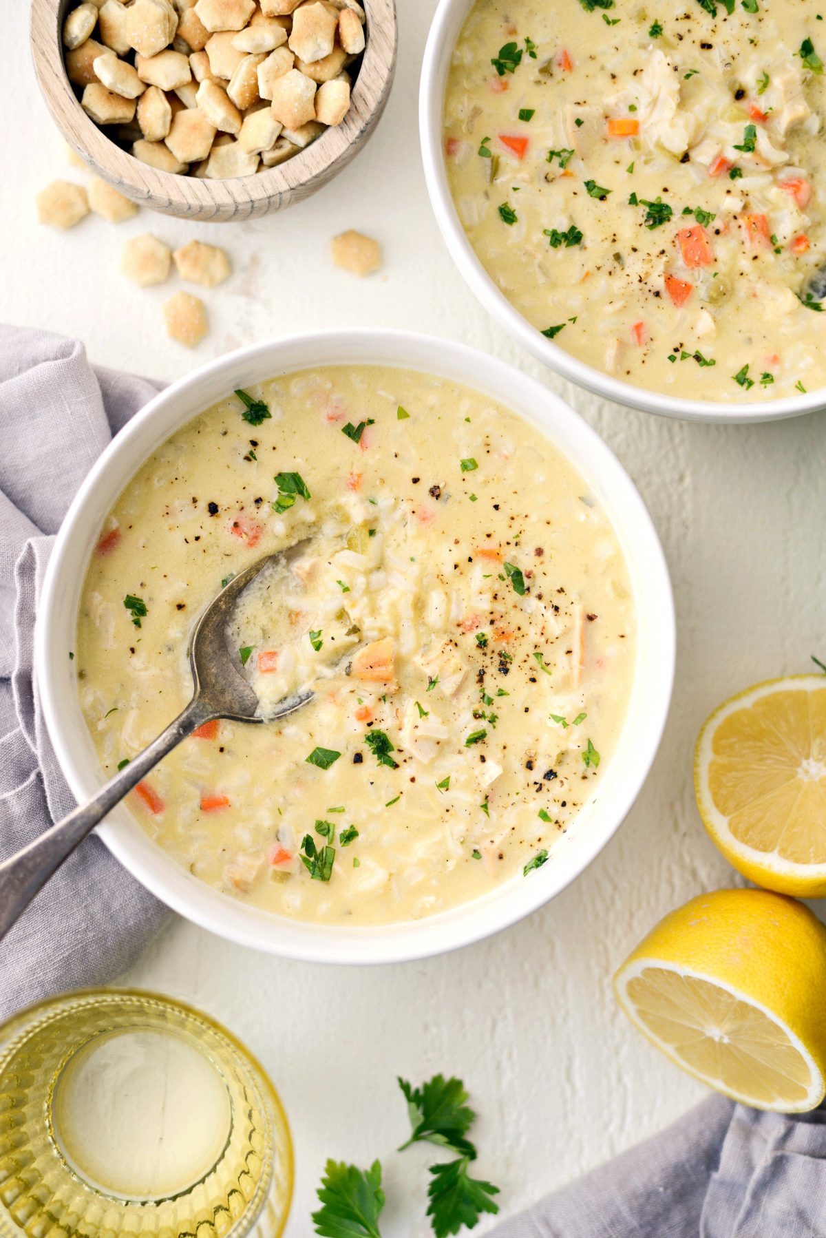 Creamy Chicken Lemon Rice Soup - Simply Scratch