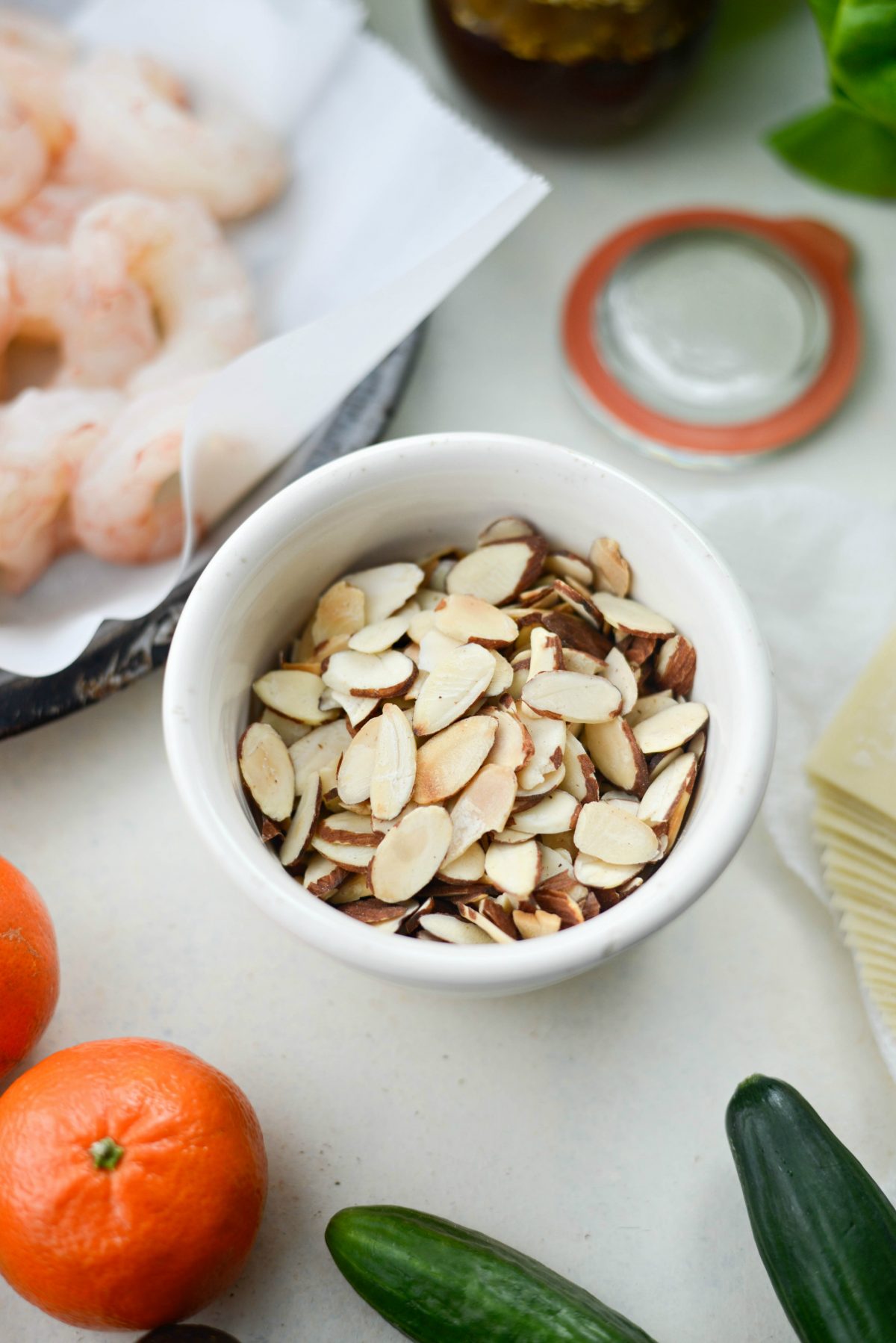 bowl of toasted sliced almonds
