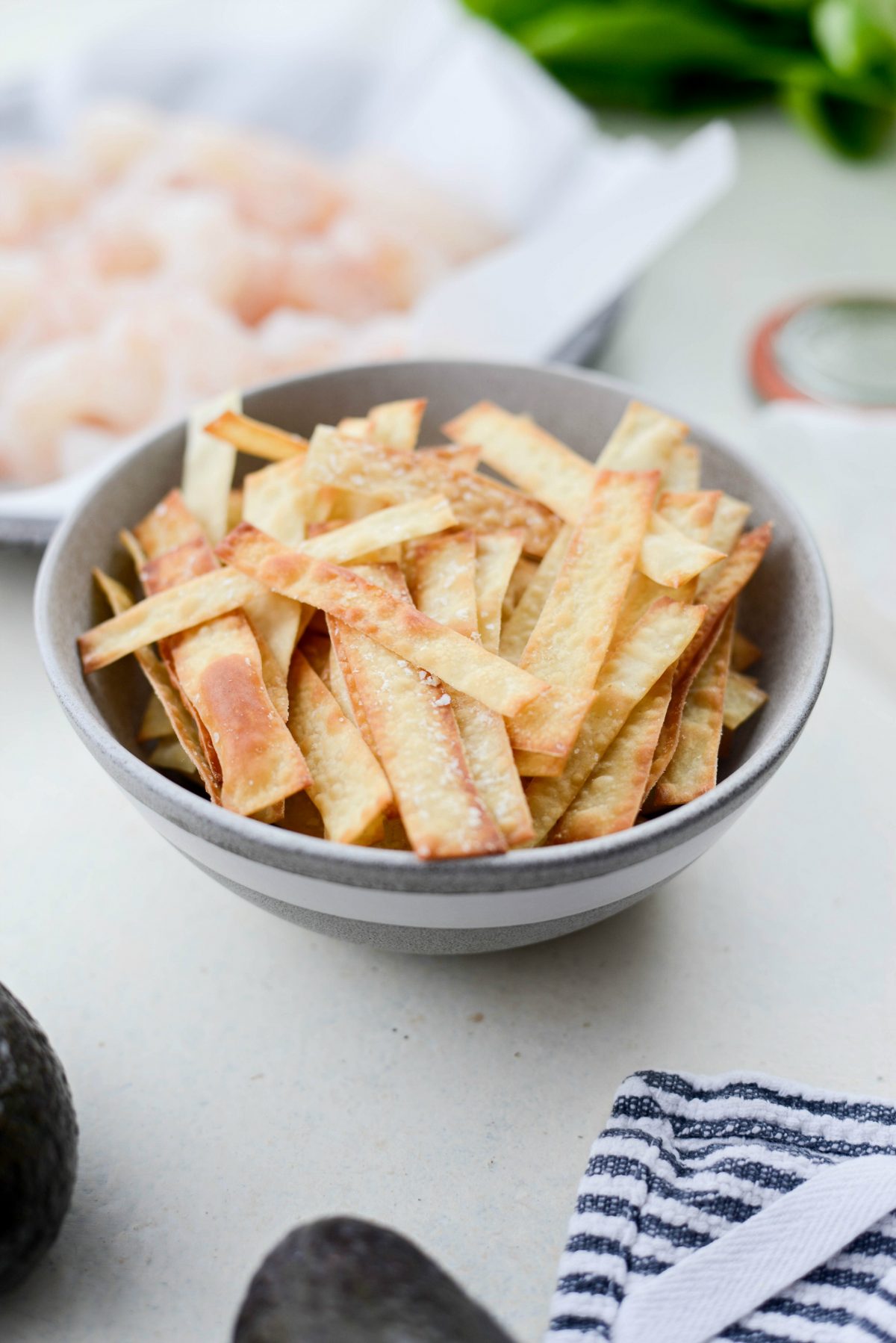 bowl of crispy wonton strips