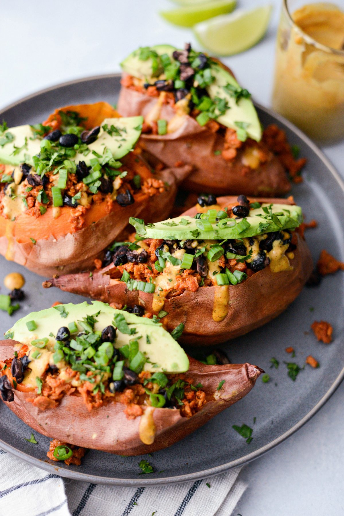 Vegetarian Chorizo Stuffed Sweet Potatoes - Simply Scratch