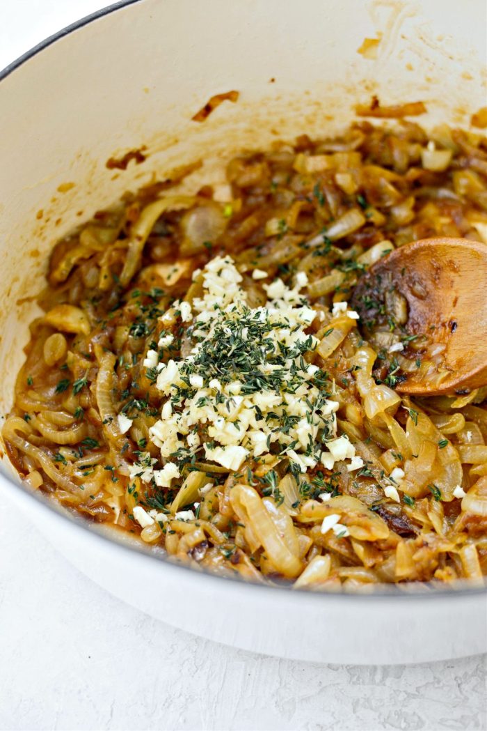 add in garlic and thyme