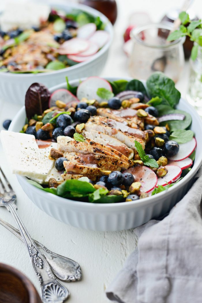 Chicken Blueberry Feta Salad with Pomegranate Jam Vinaigrette