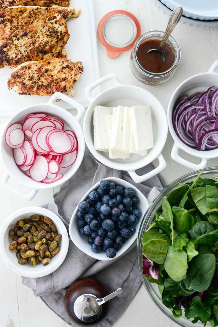 Chicken Blueberry Feta Salad with Pomegranate Jam Vinaigrette ingredients