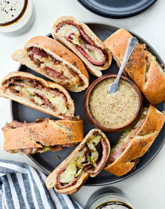 Corned Beef and Cabbage Stromboli with Guinness Mustard l SimplyScratch.com #stpatricksday #irish #cornedbeef #cabbage #stromboli #rolledpizza #pizza #potato #homemade (1)