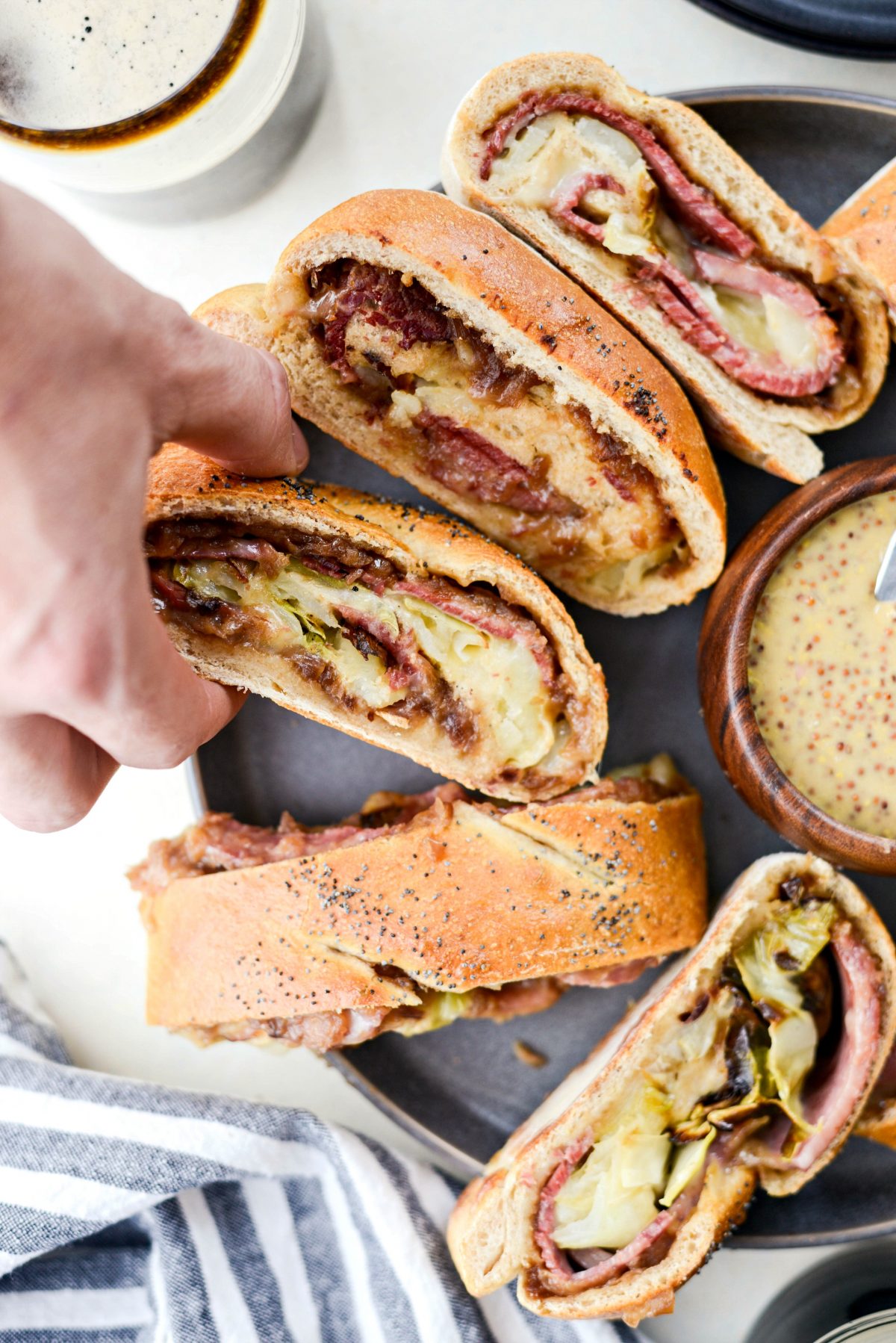 Corned Beef and Cabbage Stromboli with Guinness Mustard l Recipes to Make On St. Patrick's Day