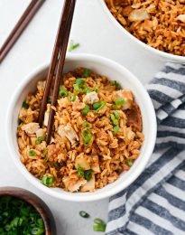 Crispy Fried Chicken Fried Rice l SimplyScratch.com #friedchicken #leftover #rice #friedrice #easy #quick #spicy