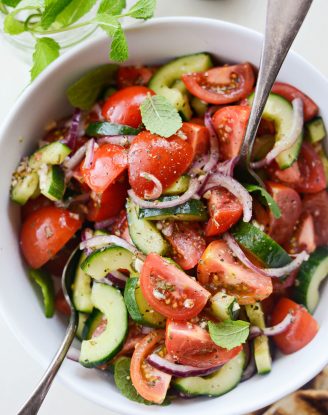 Cucumber Tomato Salad l SimplyScratch.com #cucumber #tomato #salad #lemon #vinaigrette