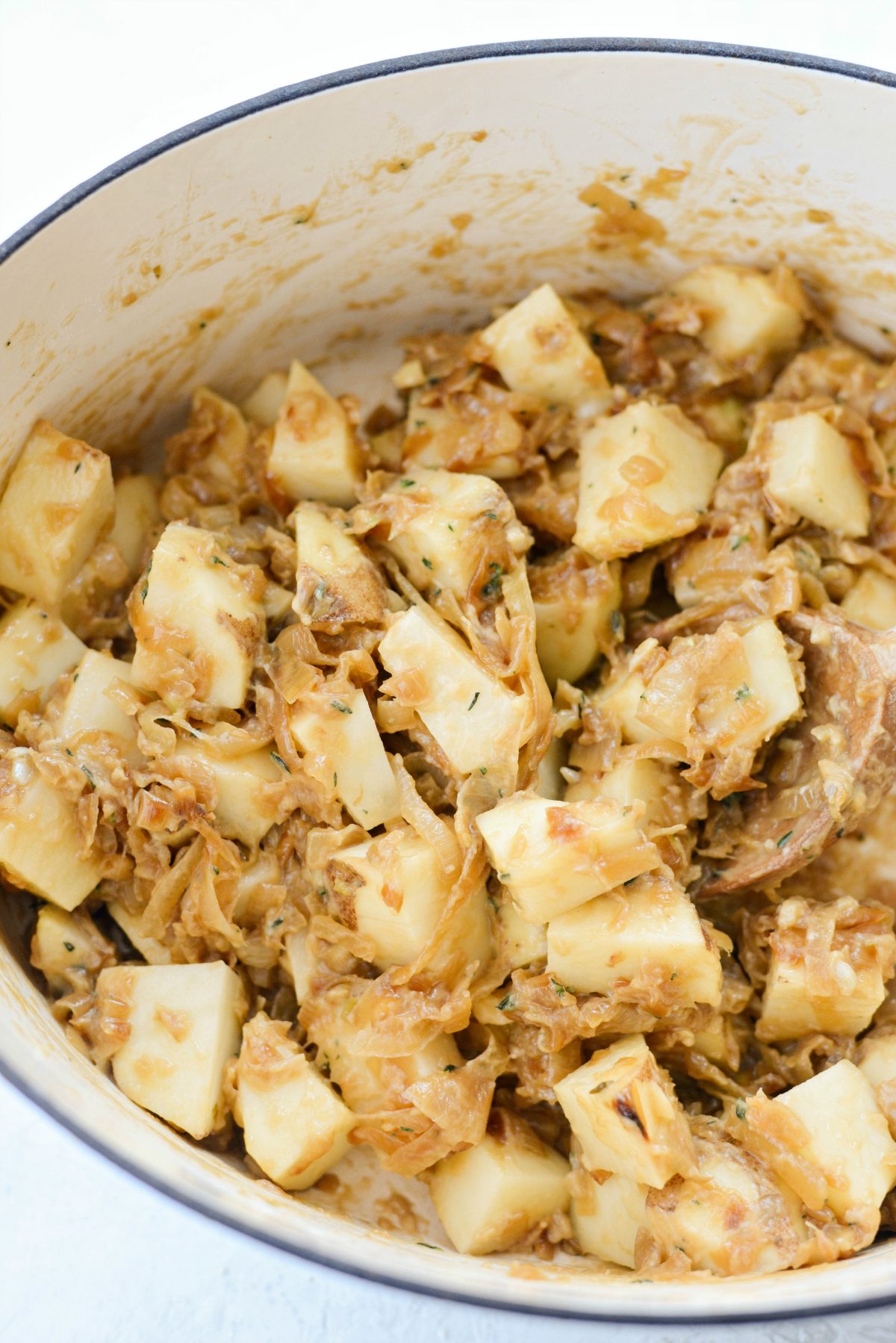 toss potatoes in flour and cook for 2 minutes or so