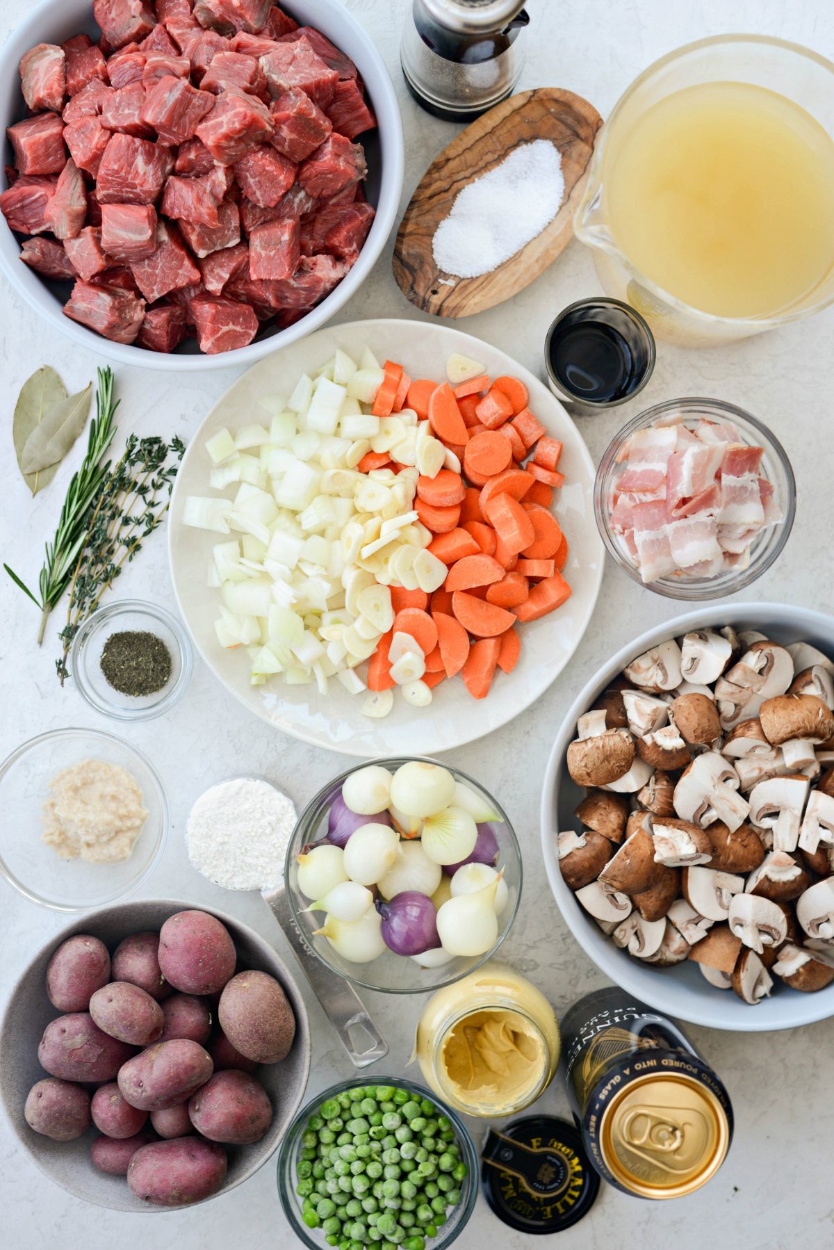 ingredients for Guinness Beef Pot Pie