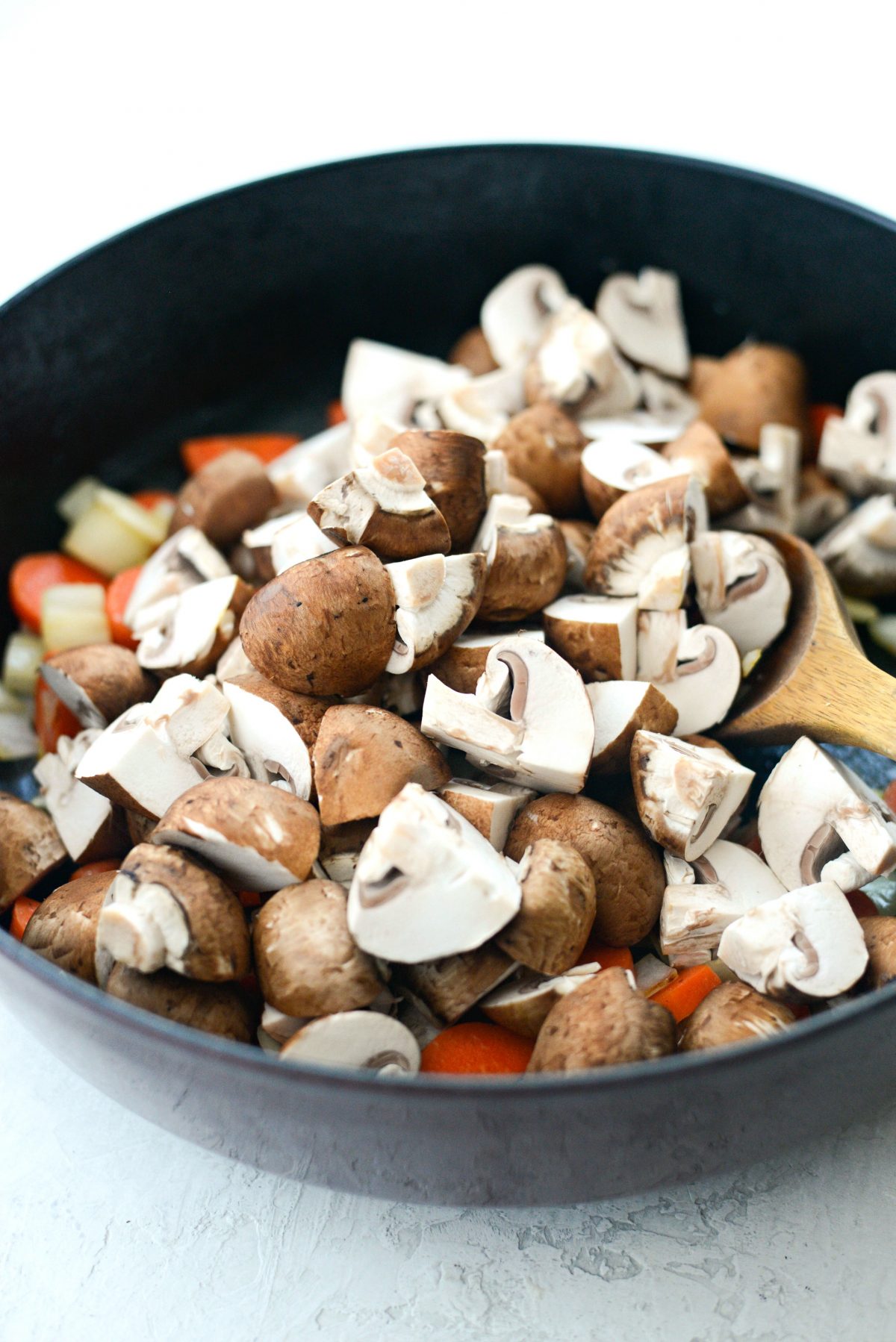 Add in prepared mushrooms