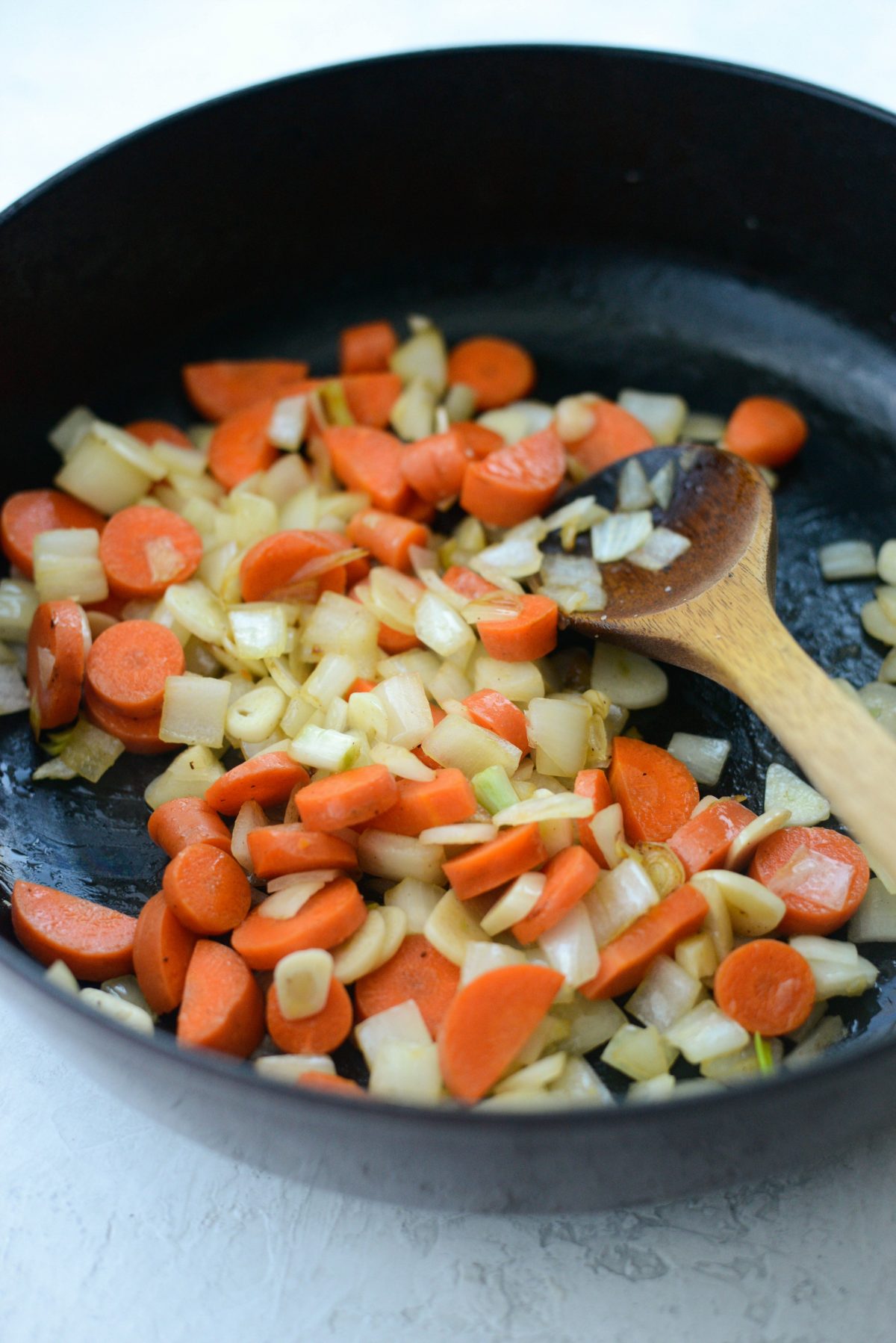 sautéed onions, carrots and garlic