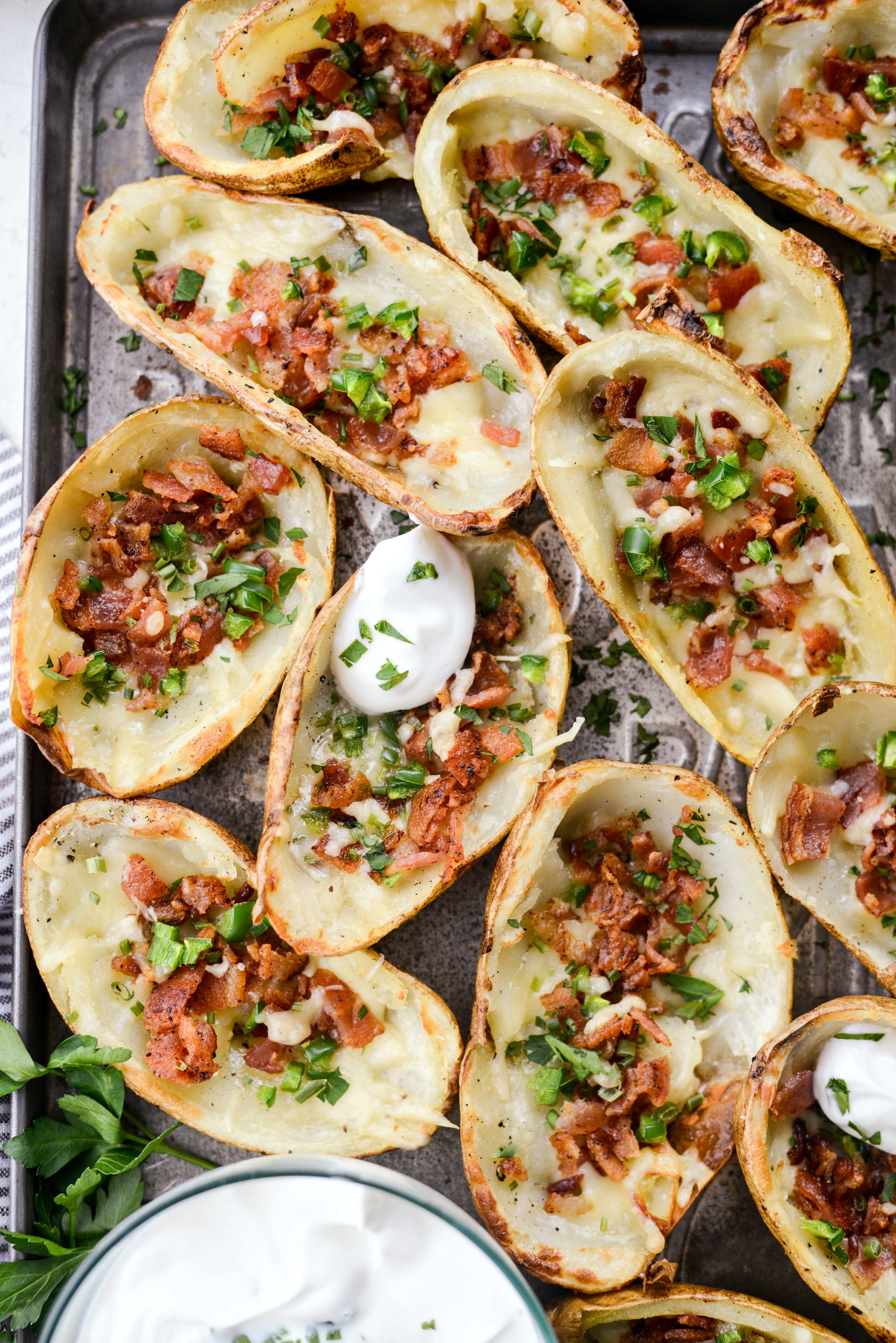 Irish Cheddar Bacon Jalapeño Potato Skins – Simply Scratch
