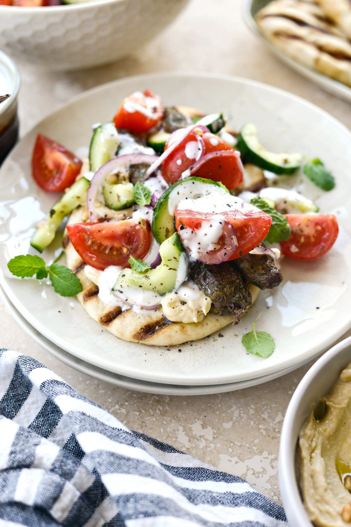 Lamb Kofta Open-Faced Pita l SimplyScratch.com #lamb #kofta #kafta #pita #sandwich