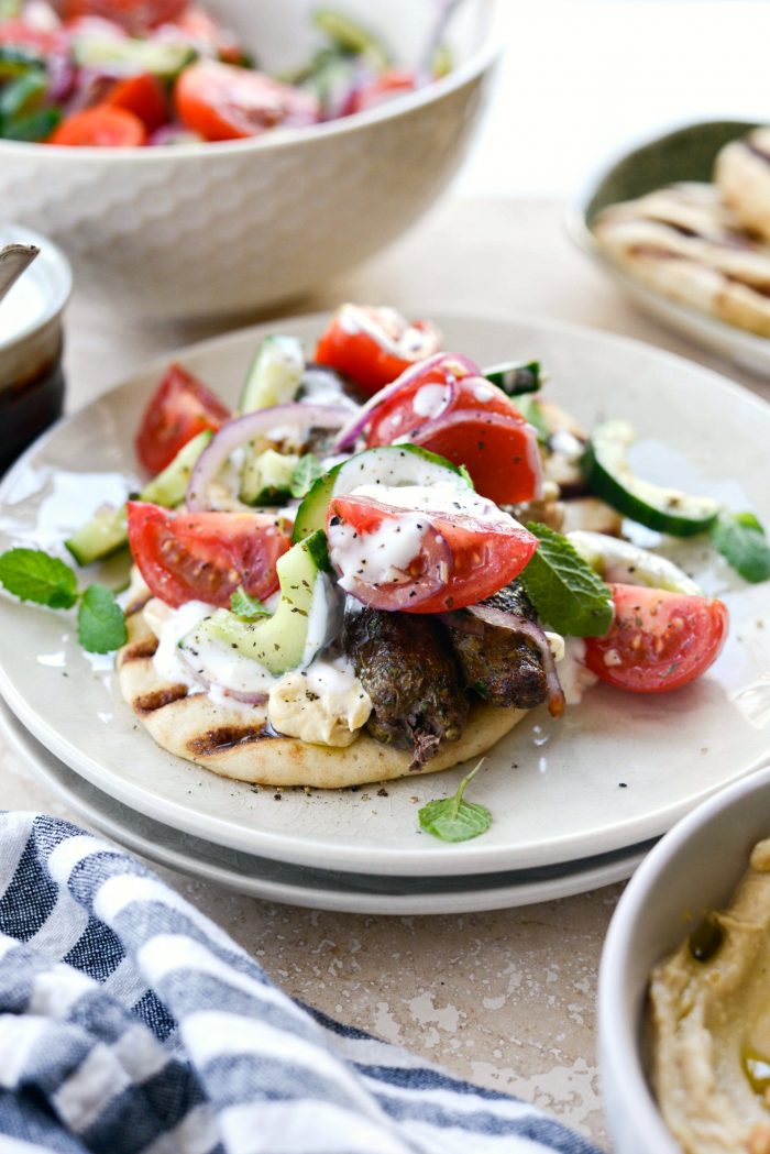 Lamb Kofta Open-Faced Pita l SimplyScratch.com #lamb #kofta #kafta #pita #sandwich