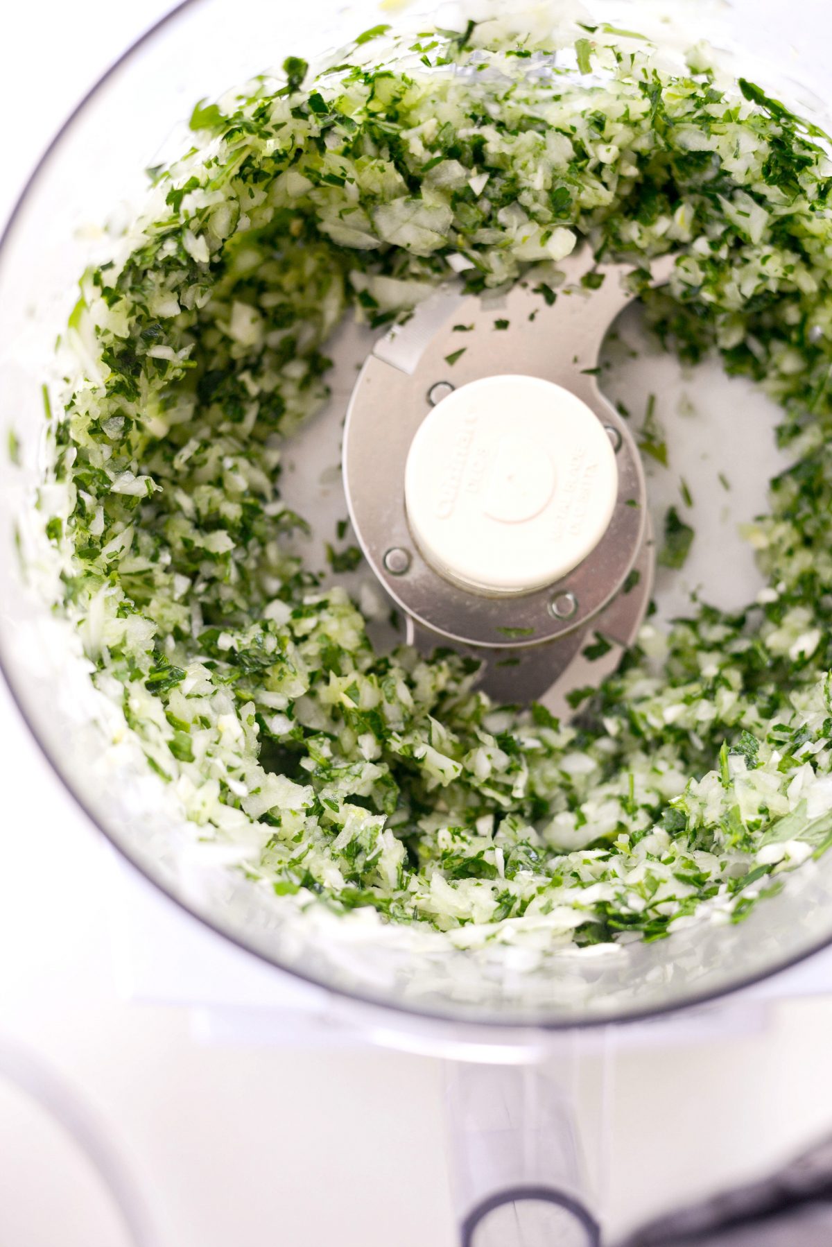 pulsed herbs, onion and garlic