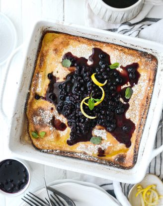 Lemon Ricotta Puff Pancake l SimplyScratch.com #ricotta #lemon #pancake #breakfast #wildblueberries