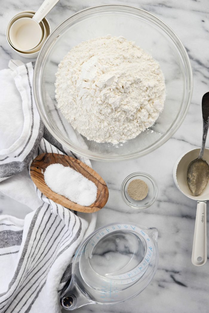 ingredients for No-Knead Rustic Bread Loaf 