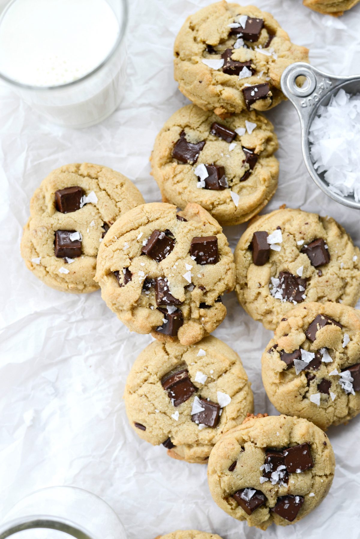 Salted Dark Chocolate Chunk Tahini Cookies 