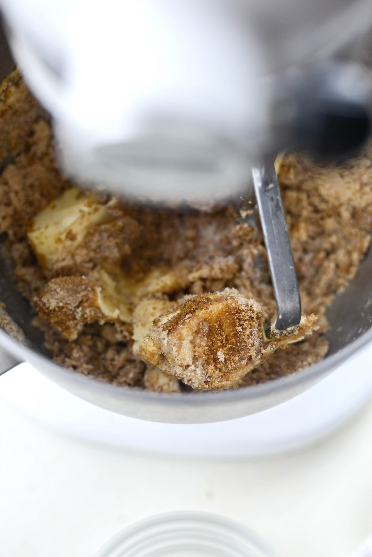 mixing sugars into butter/tahini mixture