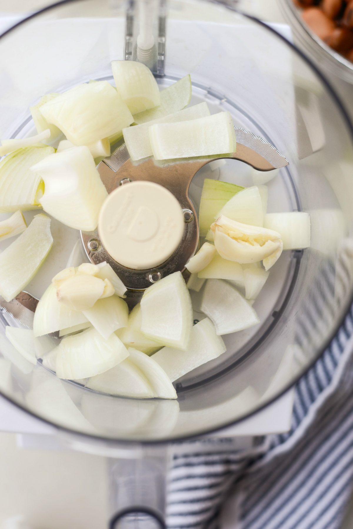 onion and garlic in food processor.