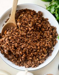 Vegan Chorizo in skillet