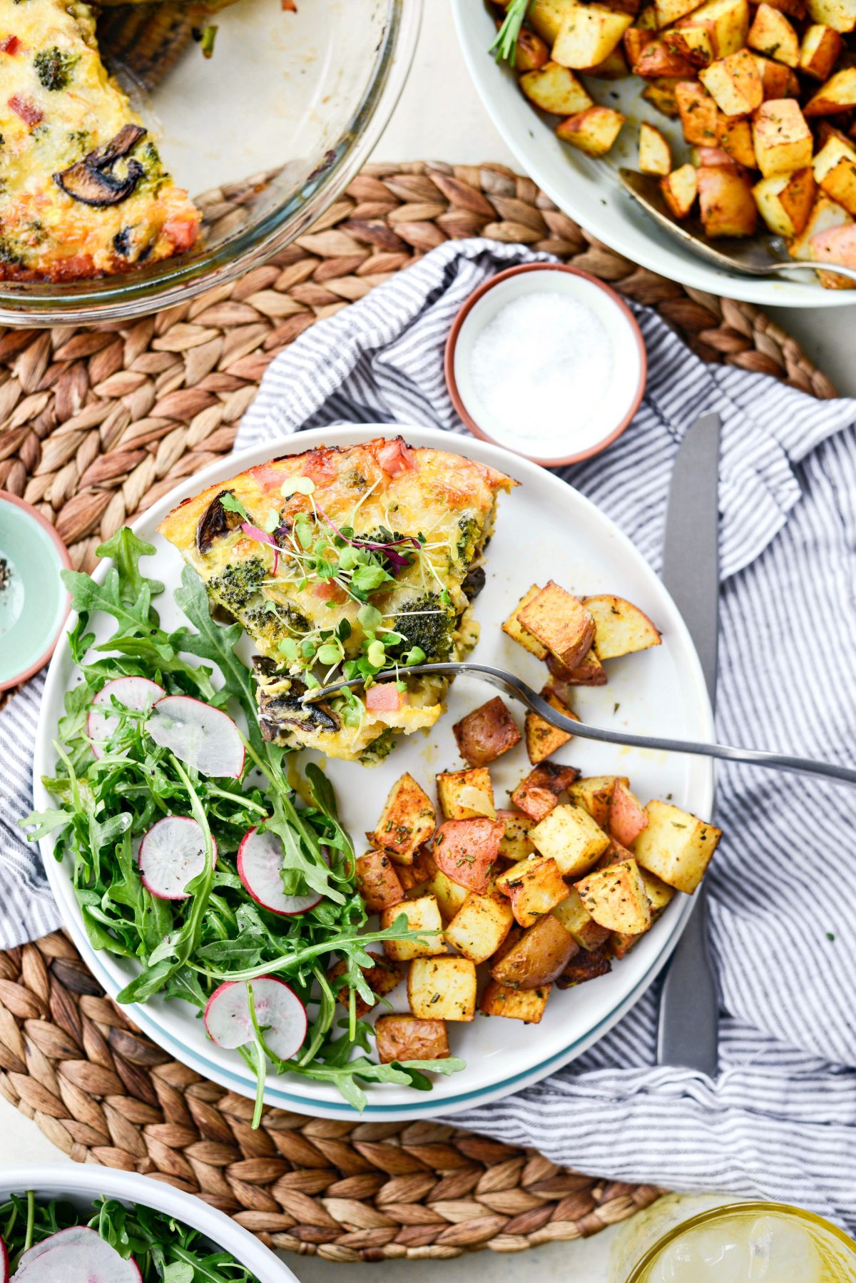 Broccoli Ham and Swiss Crustless Quiche l SimplyScratch.com #easter #brunch #mothersday #ham #broccoli #swiss #quiche