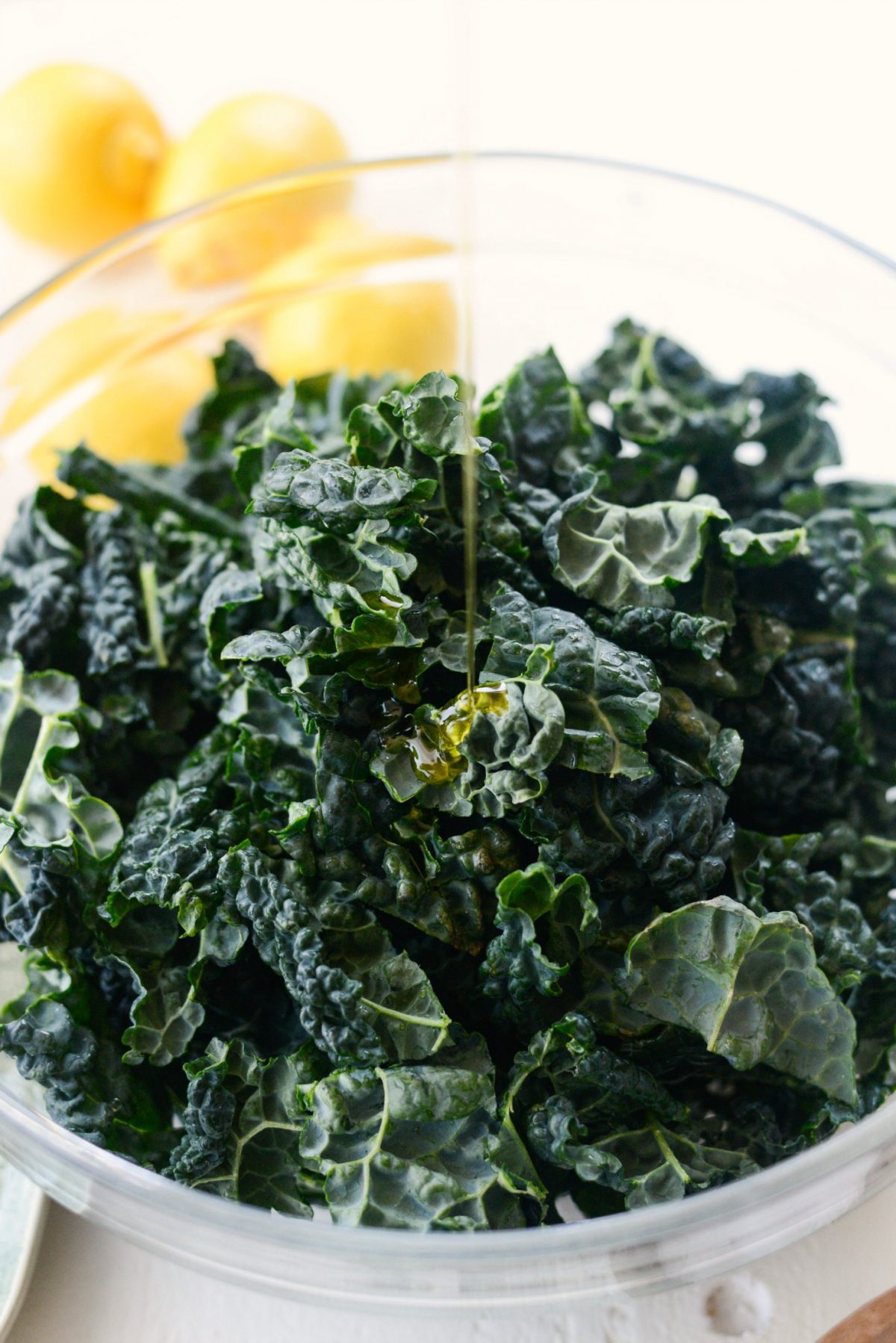 drizzle kale with olive oil.