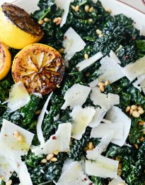 Charred Lemon and Tuscan Kale Salad l SimplyScratch.com #tuscan #kale #charred #lemon #pecorino #pinenuts