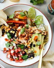 Chipotle Chicken Fajita Rice Bowls l SimplyScratch.com #chipotle #chicken #fajita #ricebowls #dinner #easy