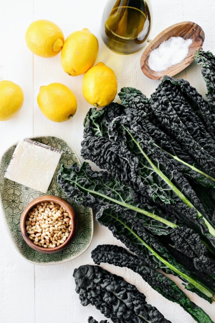 ingredients for Charred Lemon and Tuscan Kale Salad