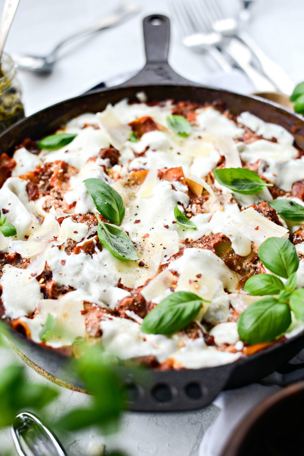 Easy Skillet Lasagna l SimplyScratch.com #skillet #lasagna #easy #recipe #onepan