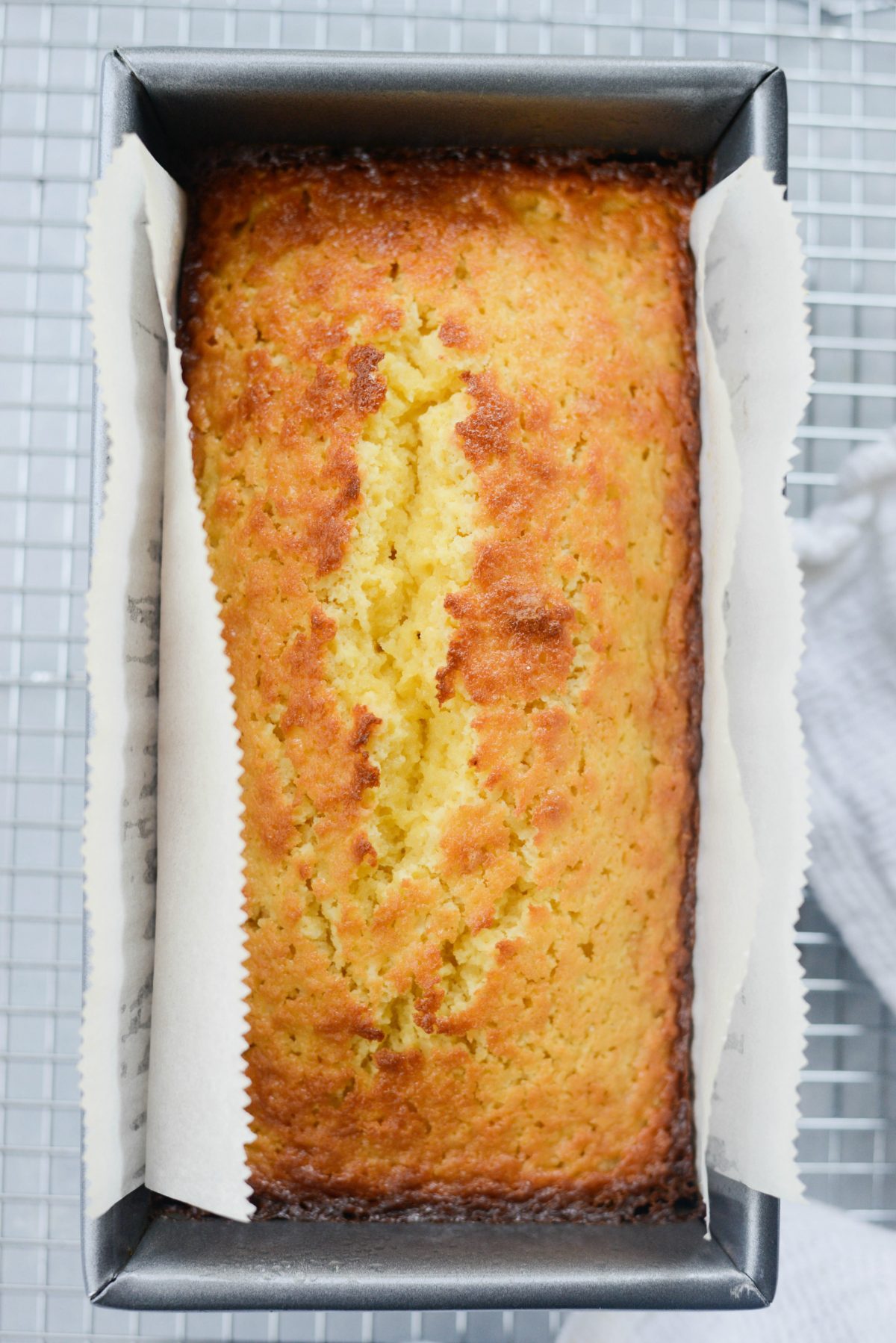 just baked lemon loaf cake.