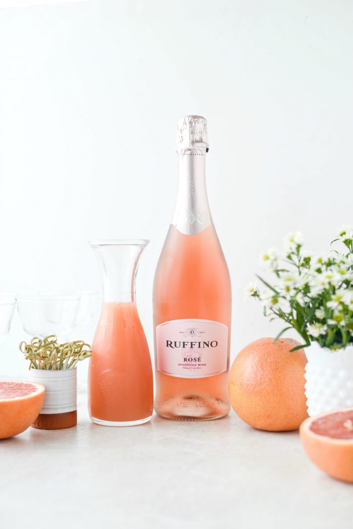 Grapefruit Rosé Mimosas ingredients.