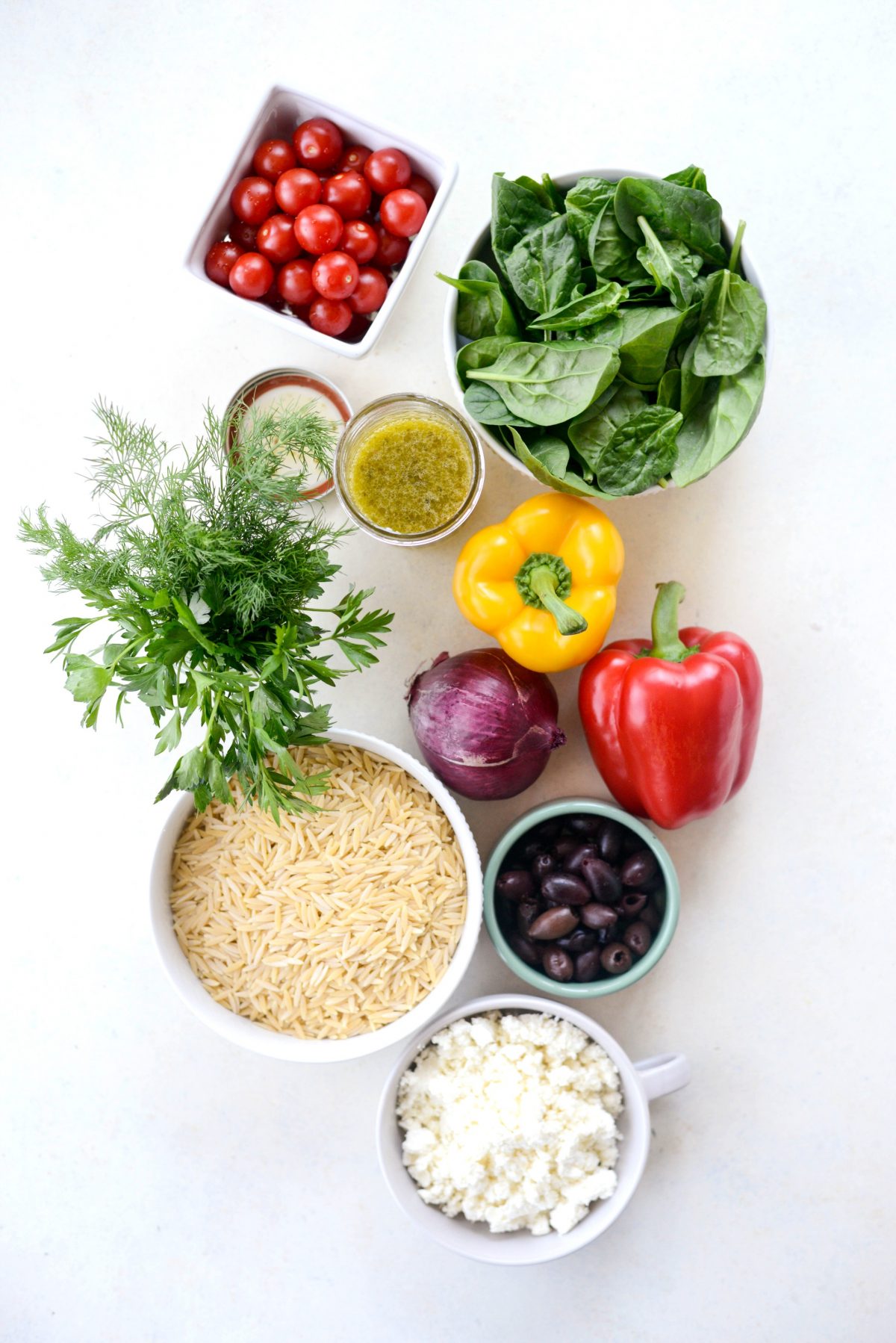 Greek Orzo Salad Ingredients.