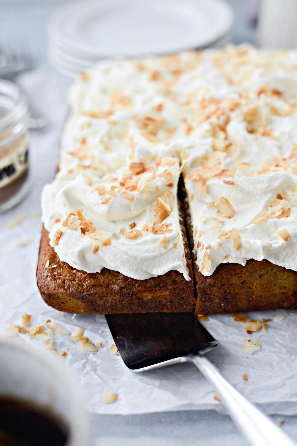Toasted Coconut Chai Carrot Cake with Mascarpone Frosting