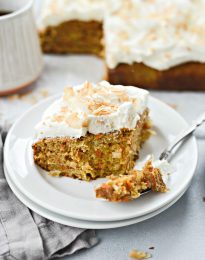 Toasted Coconut Chai Carrot Cake with Mascarpone Frosting l SimplyScratch.com #coconut #carrot #cake #chai #easter #carrotcake #mascarpone #frosting