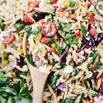 Greek Orzo Salad l SimplyScratch.com #greek #orzo #pasta #salad #spinach #feta #picnic