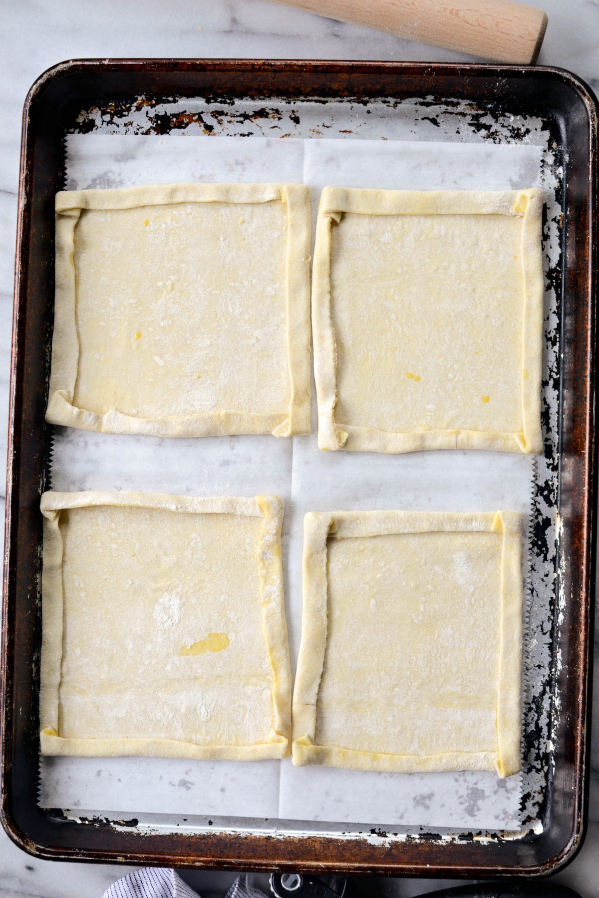 transfer to a parchment lined rimmed sheet pan