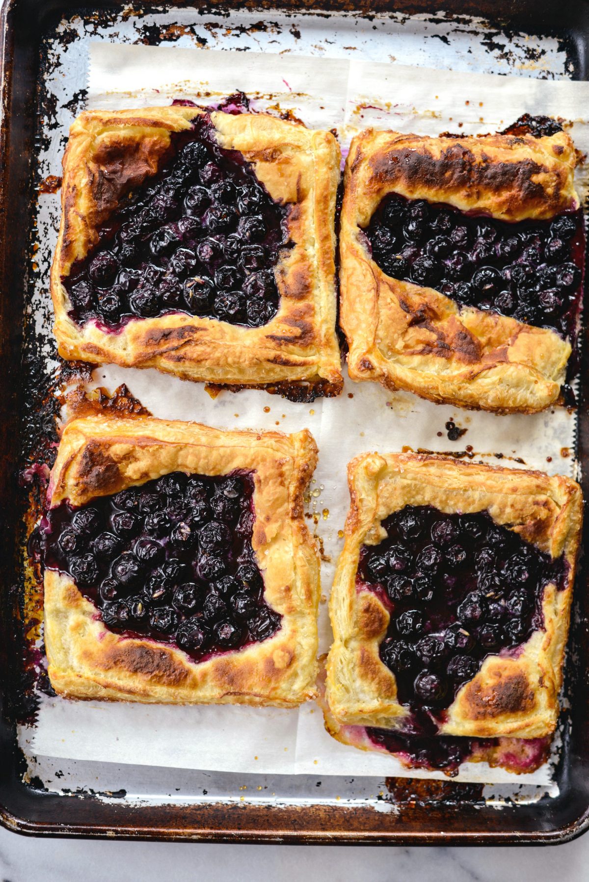 baked and golden brown Blueberry Lavender Pastry Pies