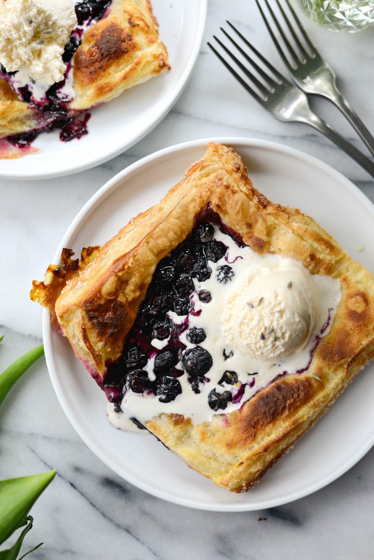 baked and golden brown Blueberry Lavender Pastry Pies