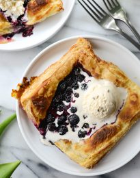 baked and golden brown Blueberry Lavender Pastry Pies