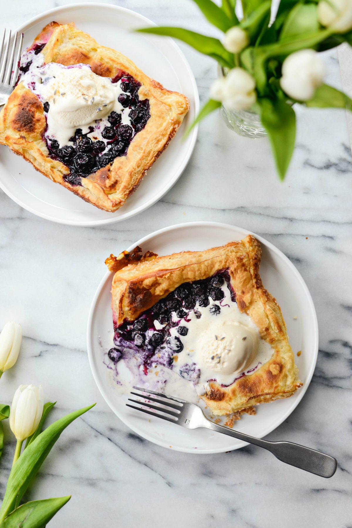 baked and golden brown Blueberry Lavender Pastry Pies