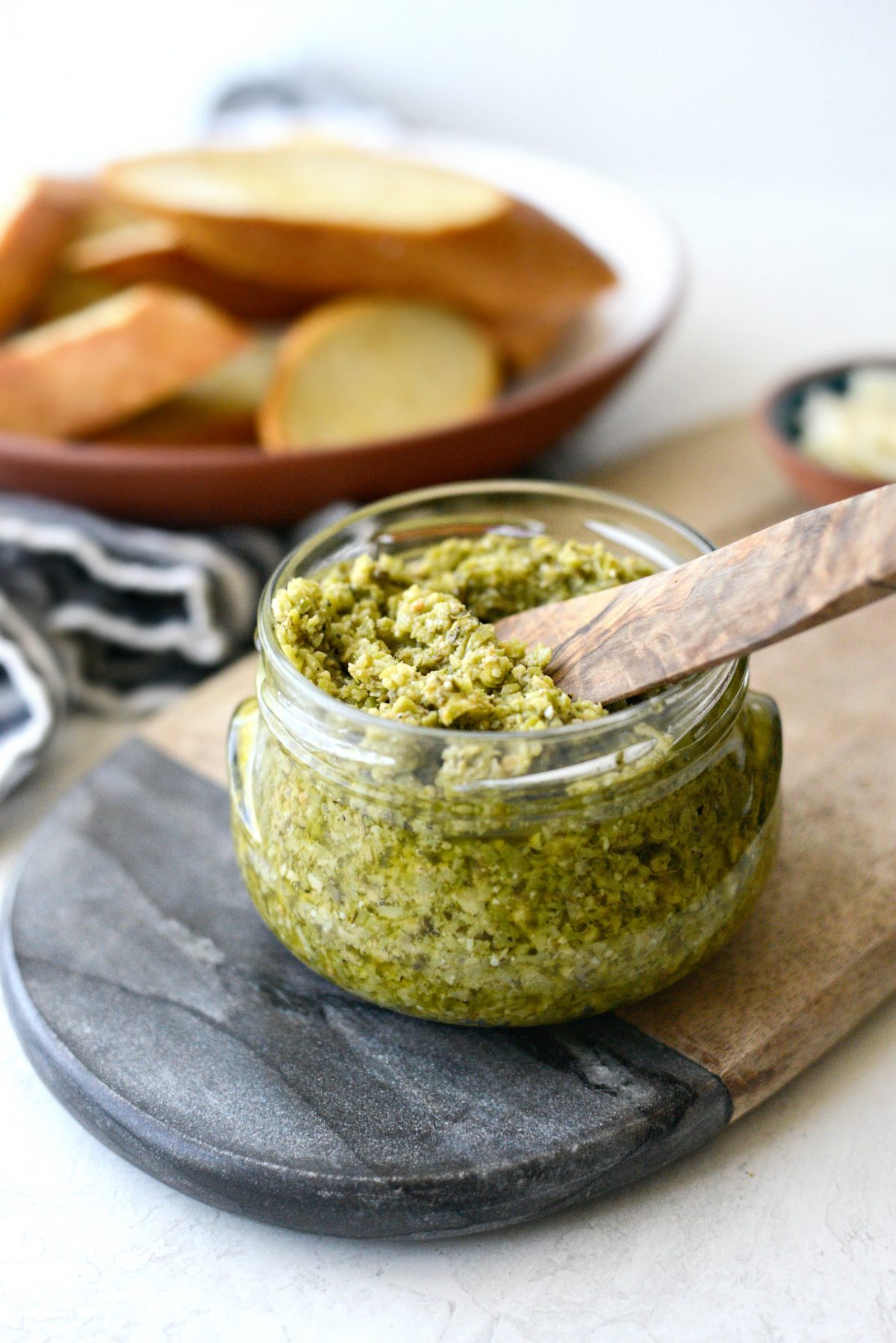 Castelvetrano Olive Tapenade with wooded spreader